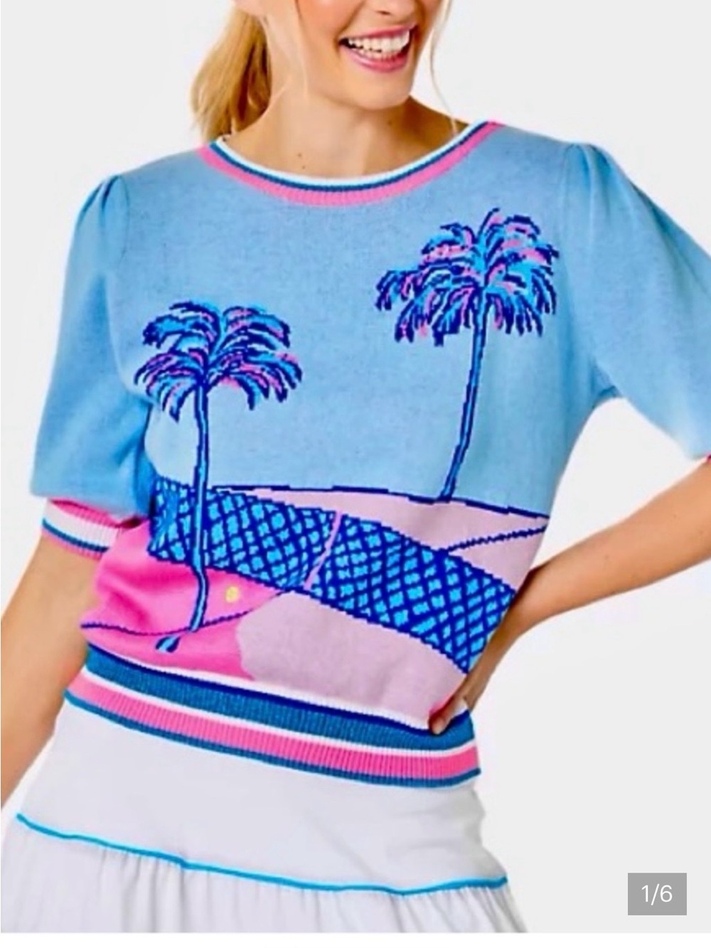 Lilly Pulitzer Vivie Sweater in Ravello Blue Sz S EUC